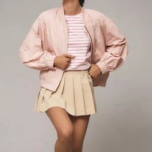 Maeve Light Pink Bomber Jacket with Ribbed Collar Elastic Hem size Medium GUC